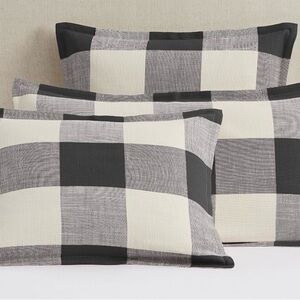 Pottery Barn Black and Cream Buffalo Check Pillow Sham